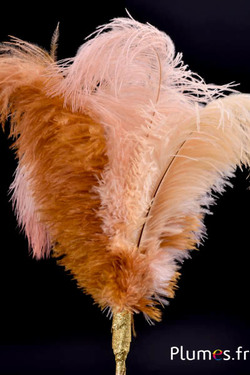 Pennacchio struzzo - 12 piume - crema-miele champagne-rosa salmone-cognac